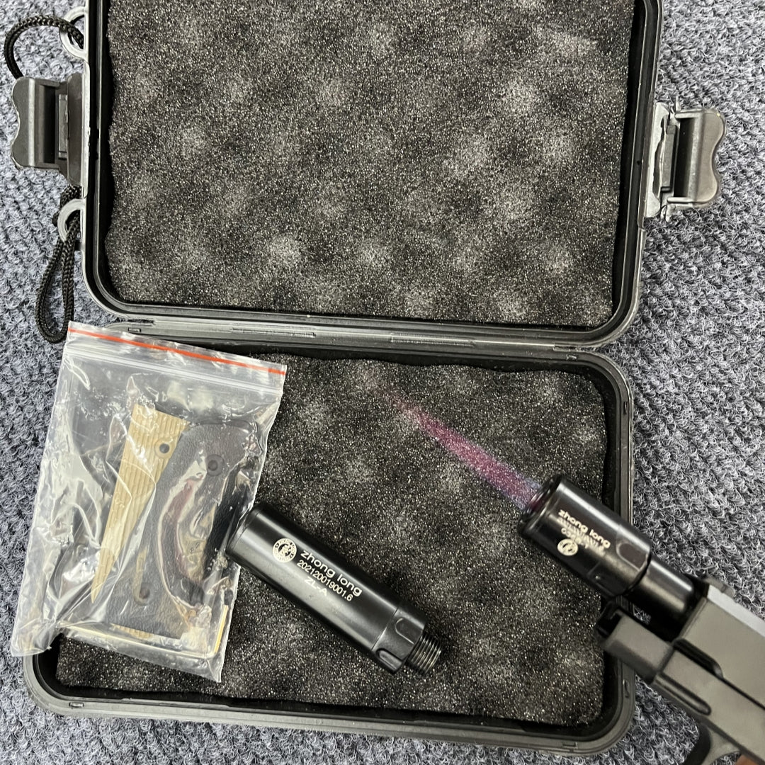 Flame-breathing pistol lighter