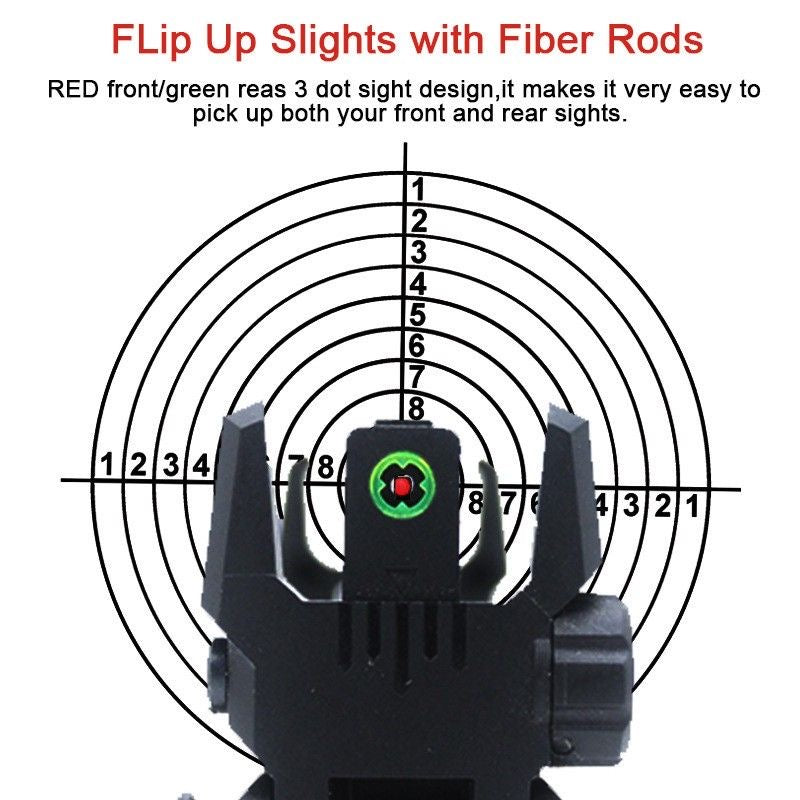Flip-up sights with fiber rods