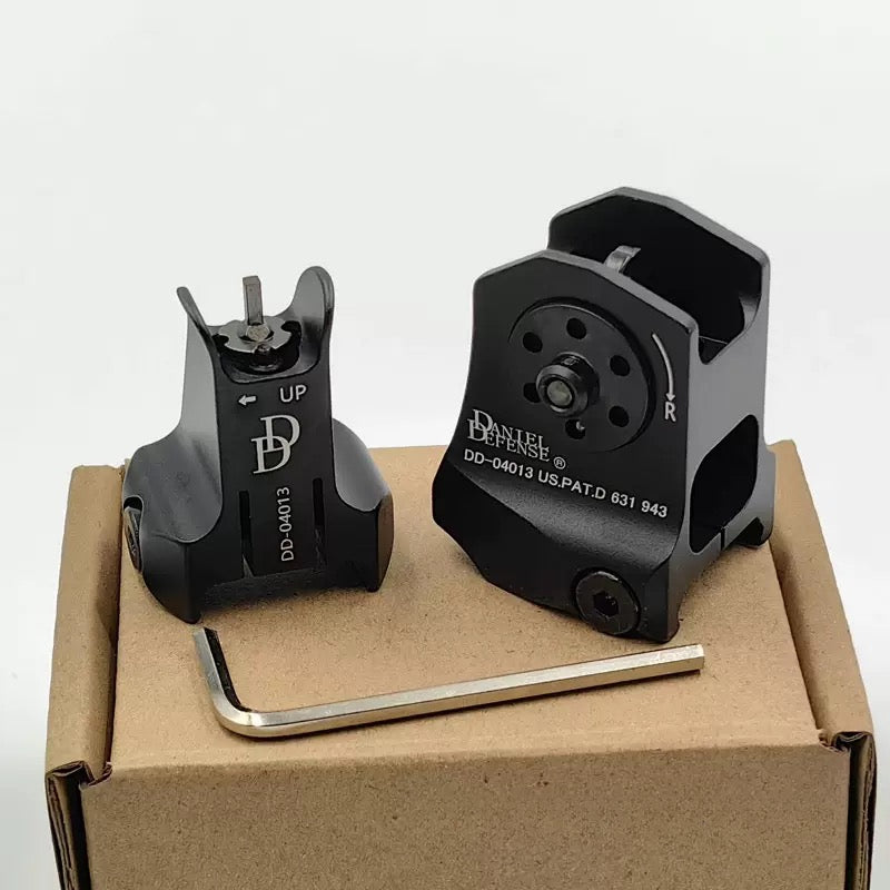Black metal mechanical sights