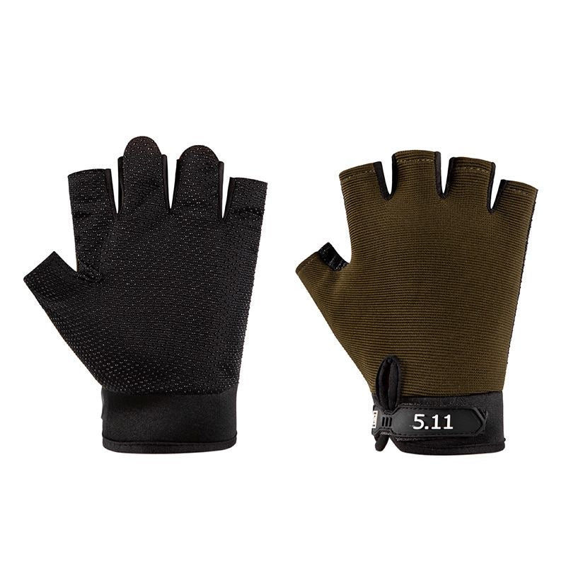 half-finger-green-gloves