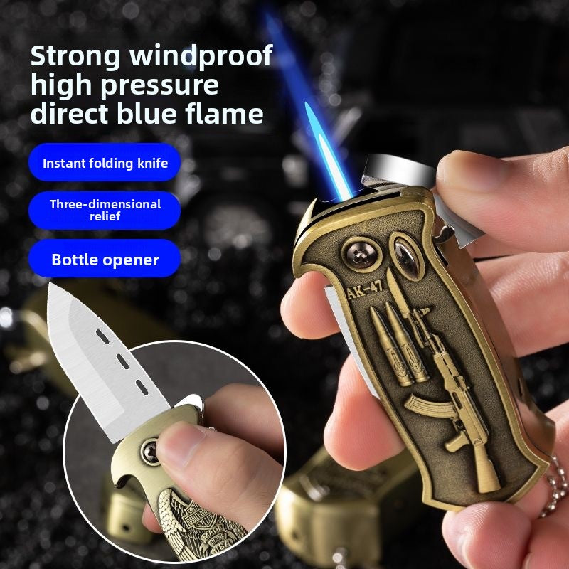 Windproof direct-into-the-blade blue flame
