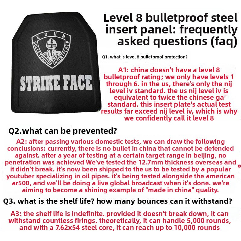 Level 3/4/6/8 Alloy High-Strength Steel Plate Bulletproof Shield