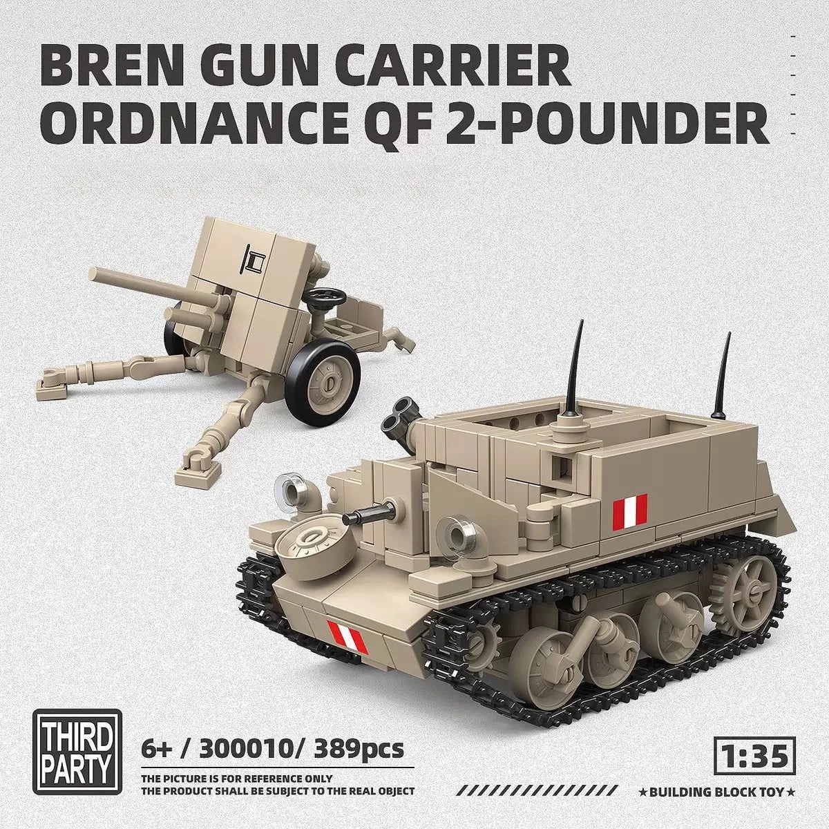 WWII British Third Party Bren Gun Carrier Ordnance QF2-pounder Building Block