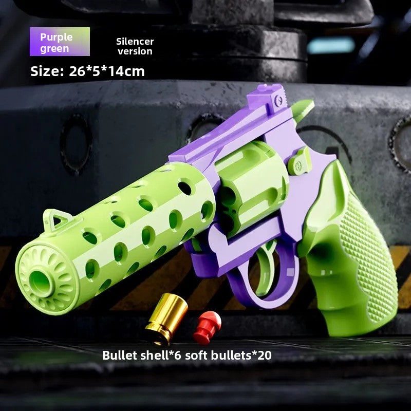 Double-action revolver purple-green soft bullet gun