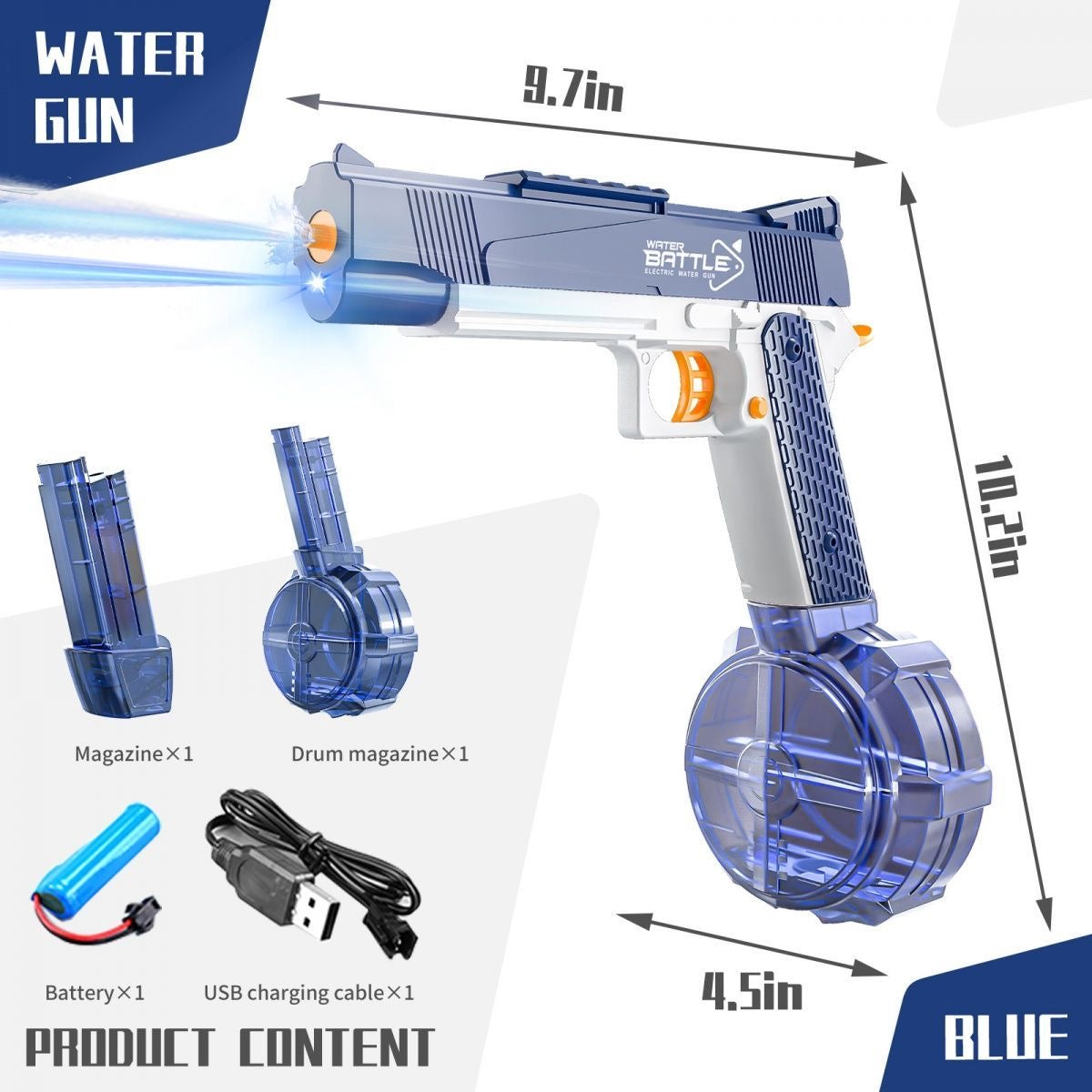 Blue 1911 Electric Water Gun