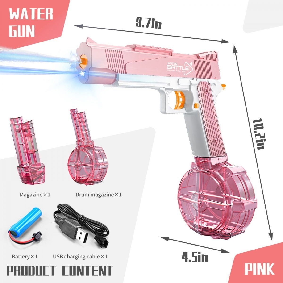 Pink 1911 Electric Water Gun