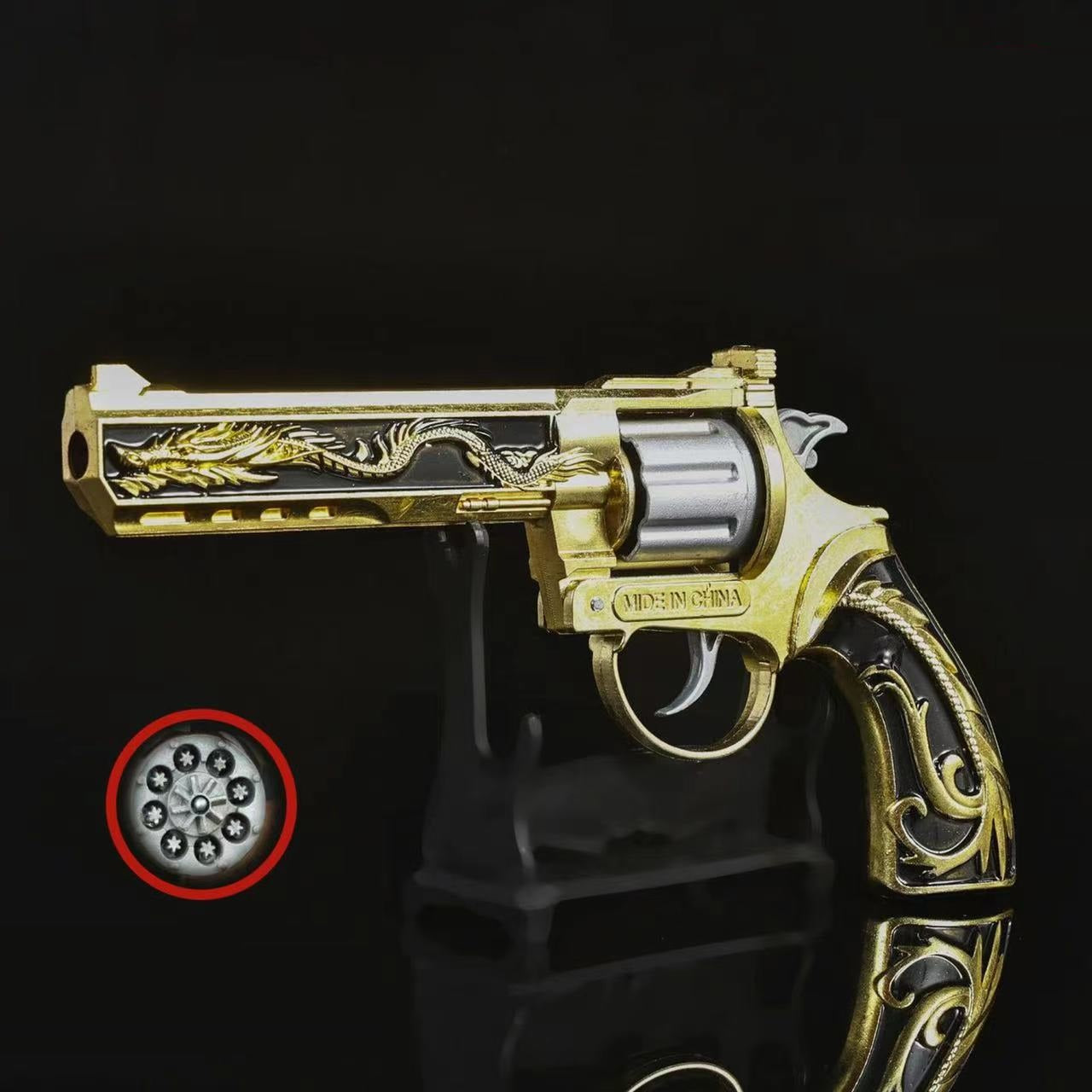 Black revolver smashing gun