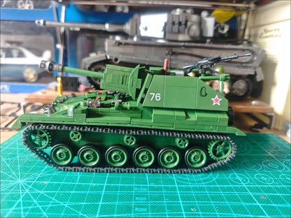 WWII Soviet SU-76M Tank Destroyer Assembly Building Blocks Model