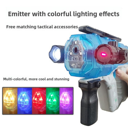 With colorful lights when firing