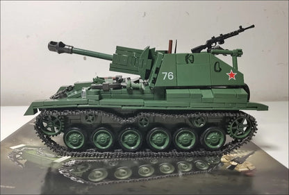 WWII Soviet SU-76M Tank Destroyer Assembly Building Blocks Model