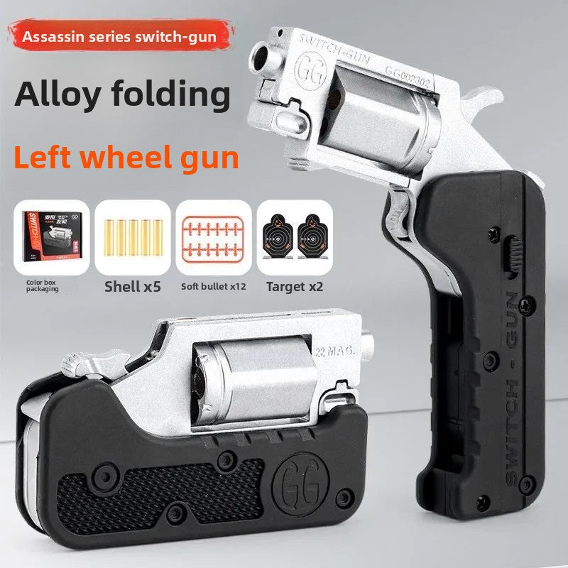 Black folding revolver