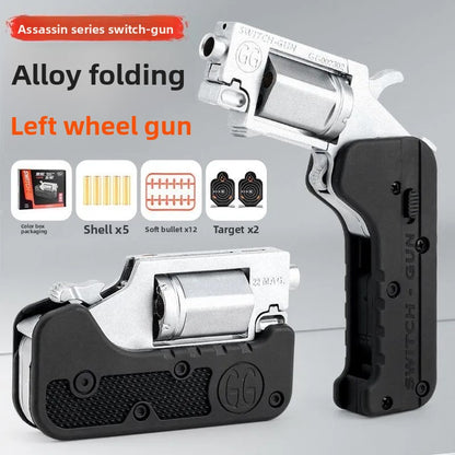 Black folding revolver