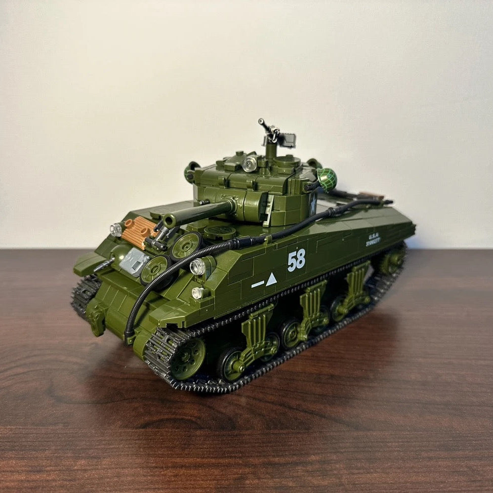 WWII U.S. Army Sherman M4A3 Medium Tank Building Blocks