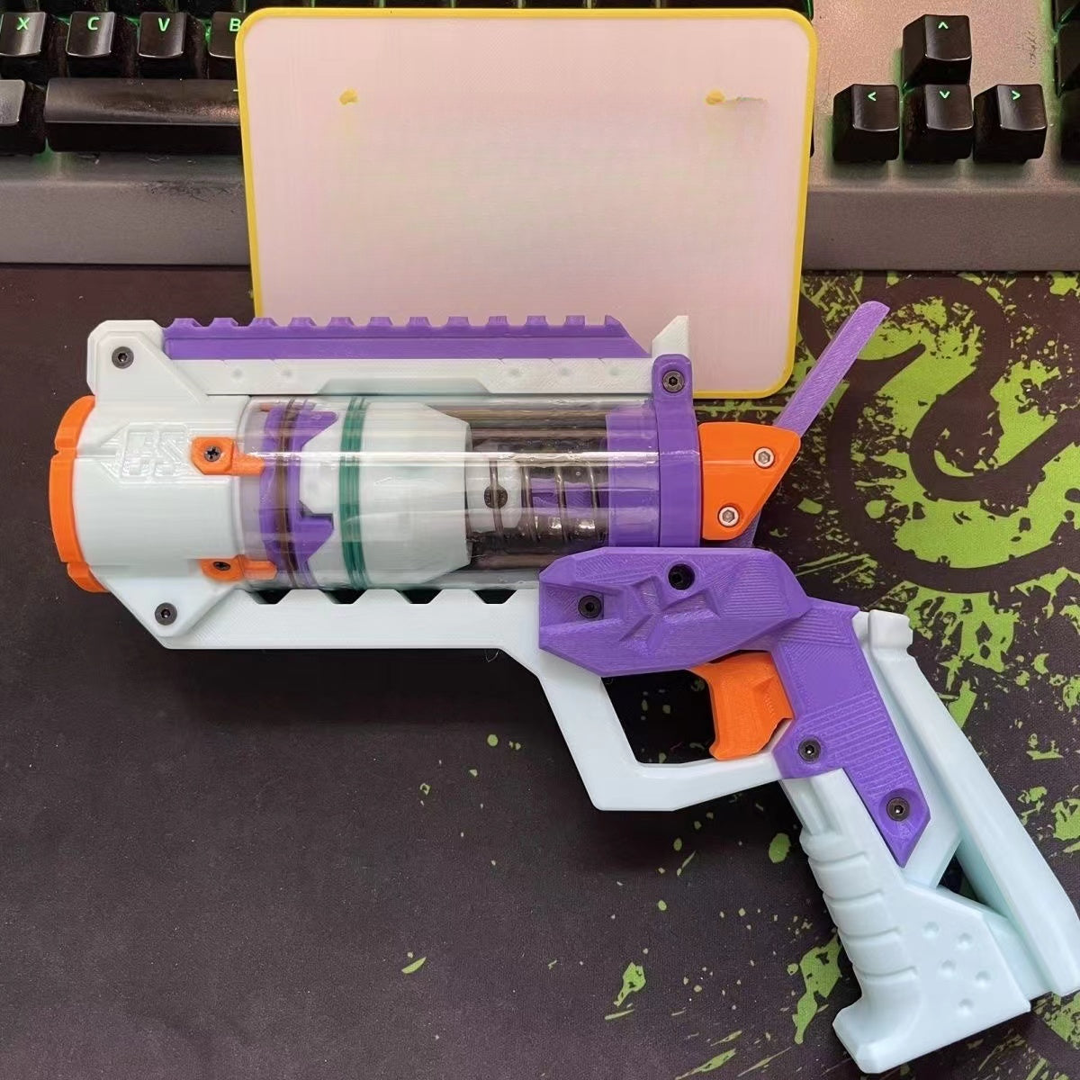 3D printed white toy gun