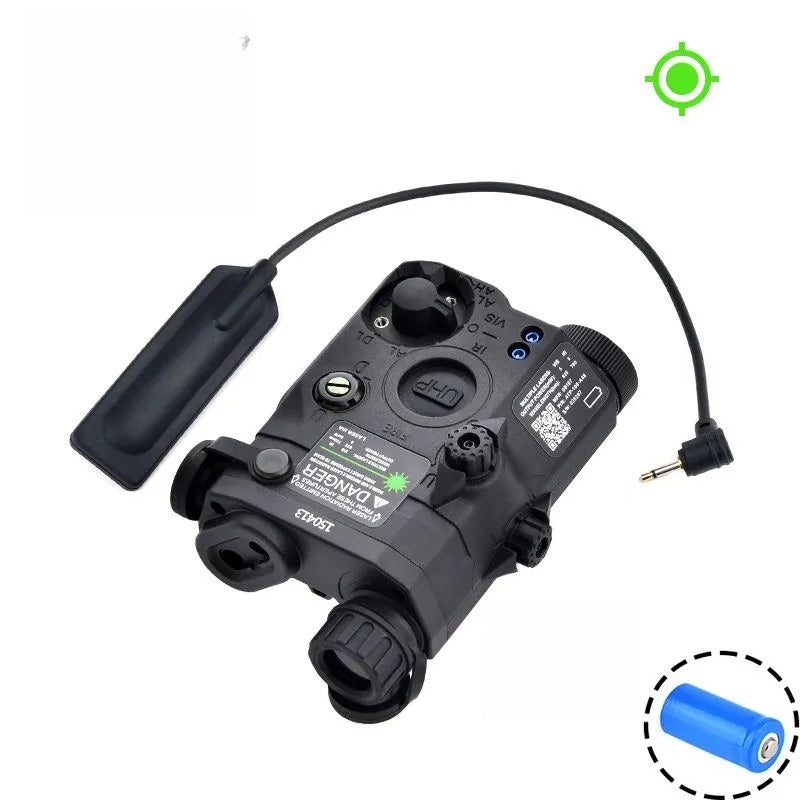black with green laser