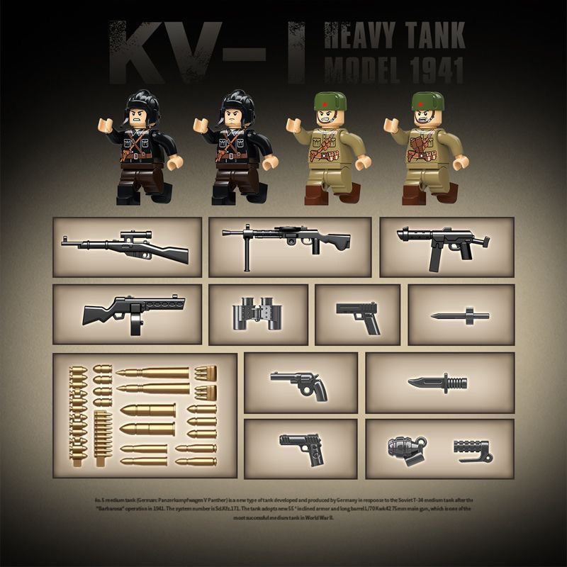 WWII Soviet KV-1 Heavy Tank Military Building Block Toy