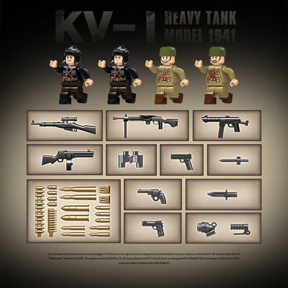 WWII Soviet KV-1 Heavy Tank Military Building Block Toy
