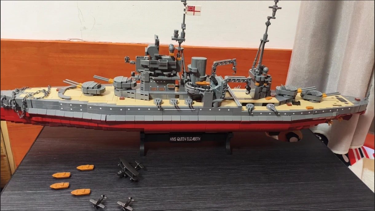 WWII Queen Elizabeth Battleship Building Blocks Model