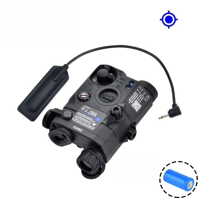 black with blue laser