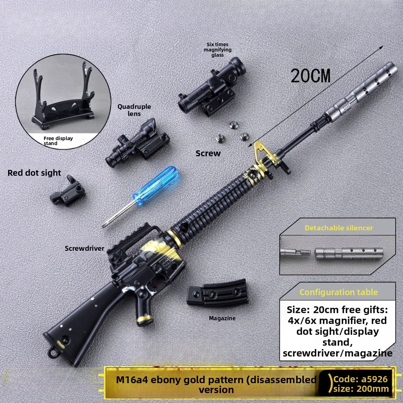20cm-m16a4-black-model
