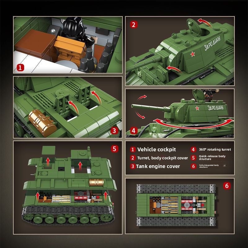 WWII Soviet KV-1 Heavy Tank Military Building Block Toy