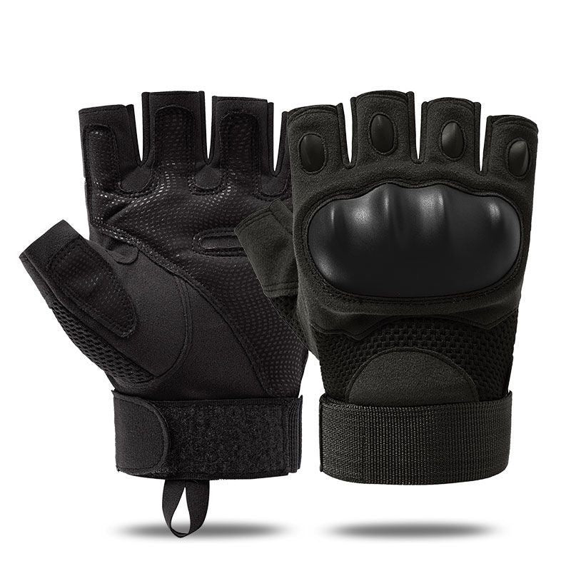 black-tactical-half-finger-gloves