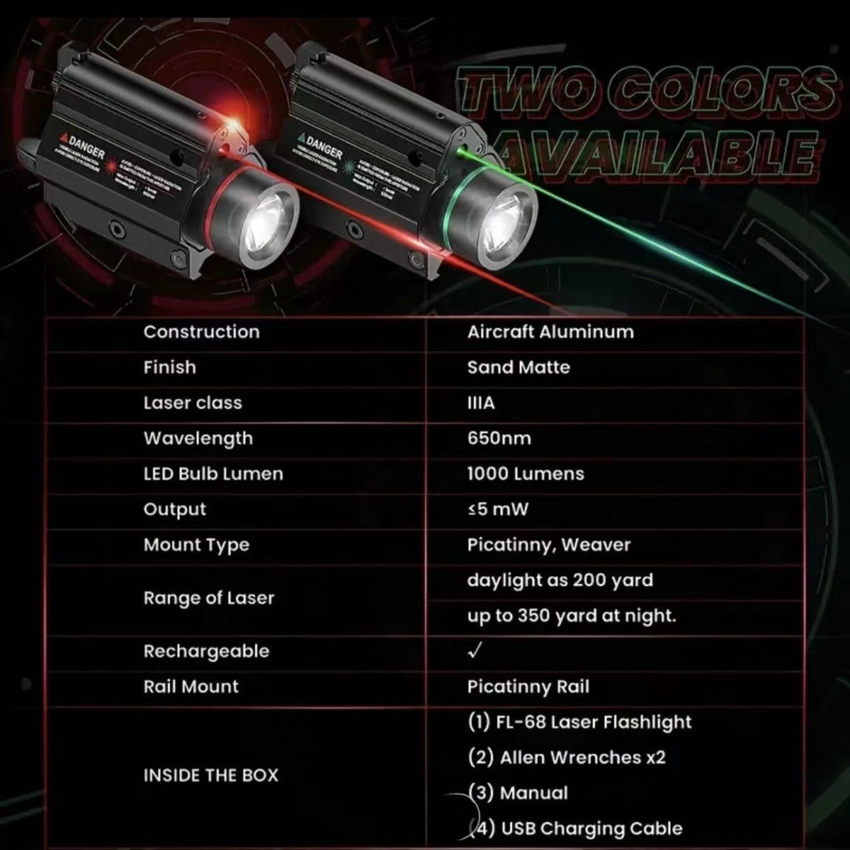 metal-laser-flashlight-specifications