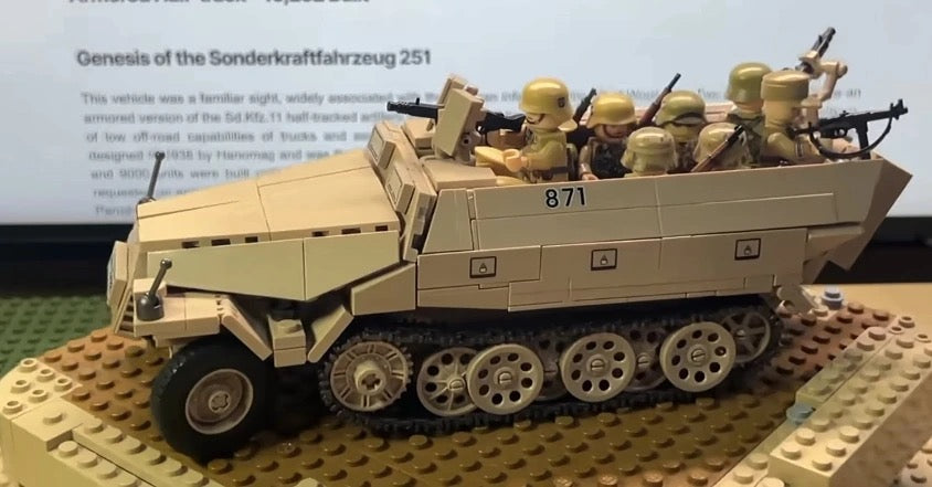 WWII German Sd.Kfz. 251 Half-track Armored Vehicle Building Block Model
