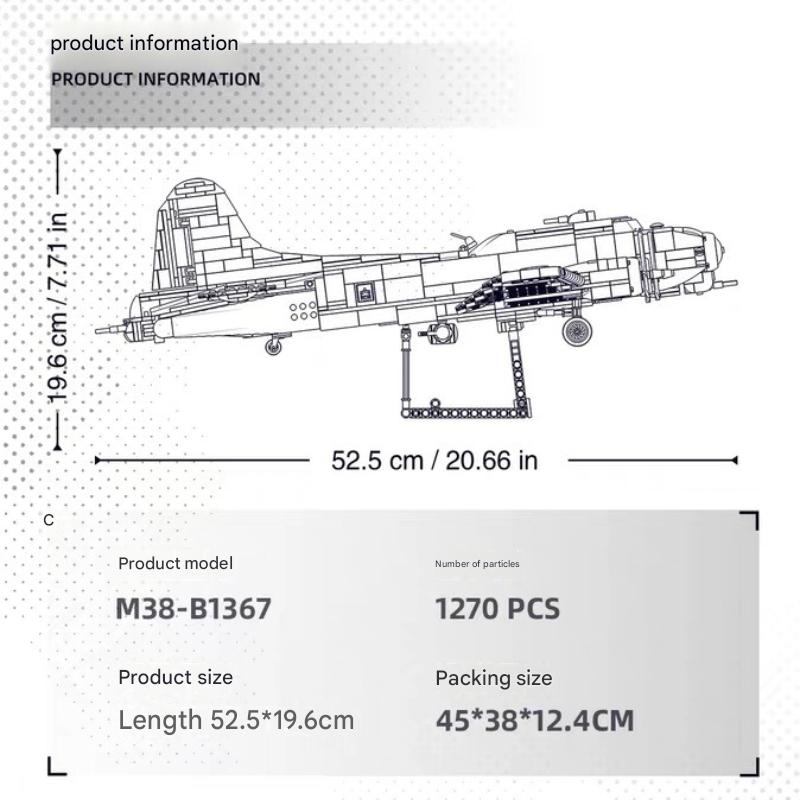 B-17GS Flying Fortress Bomber Building Block Model