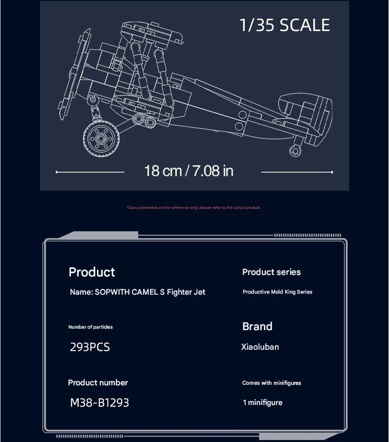 WWI British Sopwith Camel S Fighter Jet Building Block Model