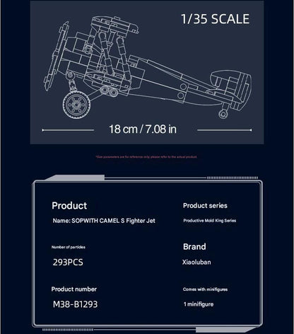 WWI British Sopwith Camel S Fighter Jet Building Block Model