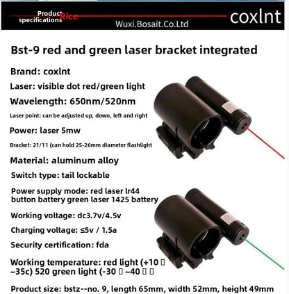 Bast-9 High-Intensity Adjustable Tactical Flashlight And Laser Sight